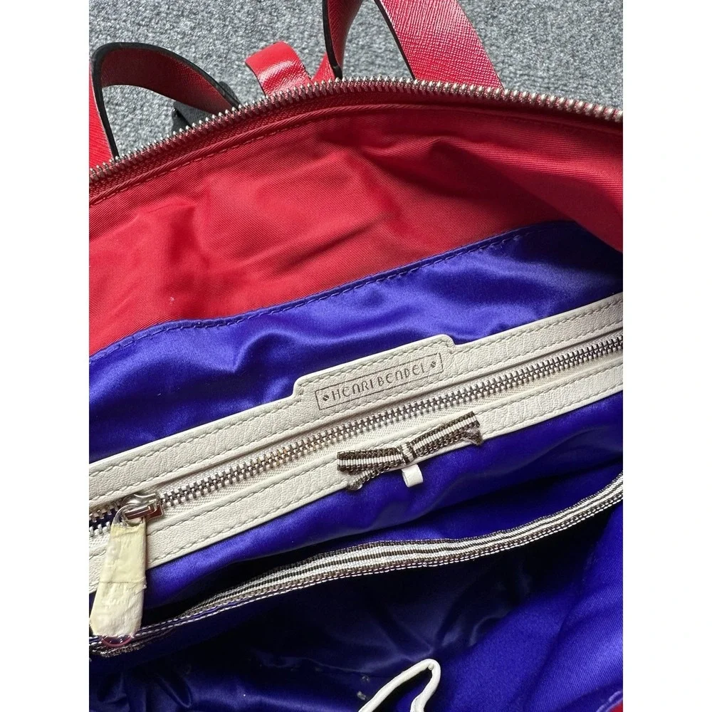 Womens Henri Bendel Red‎ Nylon Leather Trim Satchel Tote Bag, Size One Size